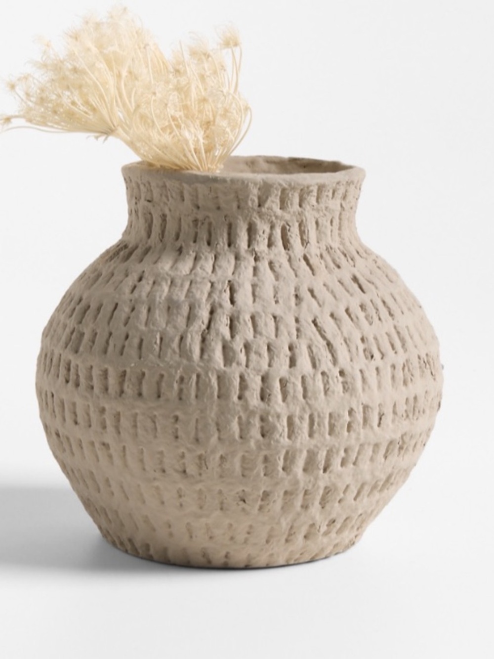 NWT Crate and barrel Textured Round Ceramic Vase in Neutral Beige. No offers